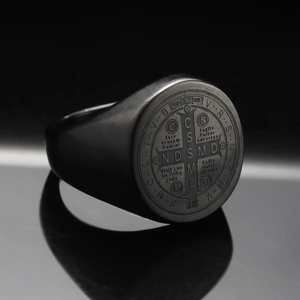 St. Benedict Black Titanium Ring