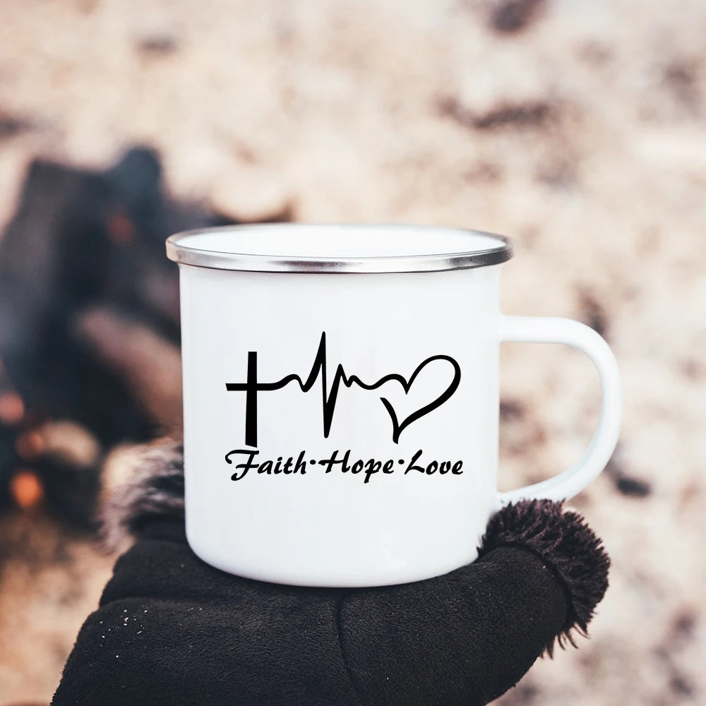 Christian Faith Hope Love Enamel Mug