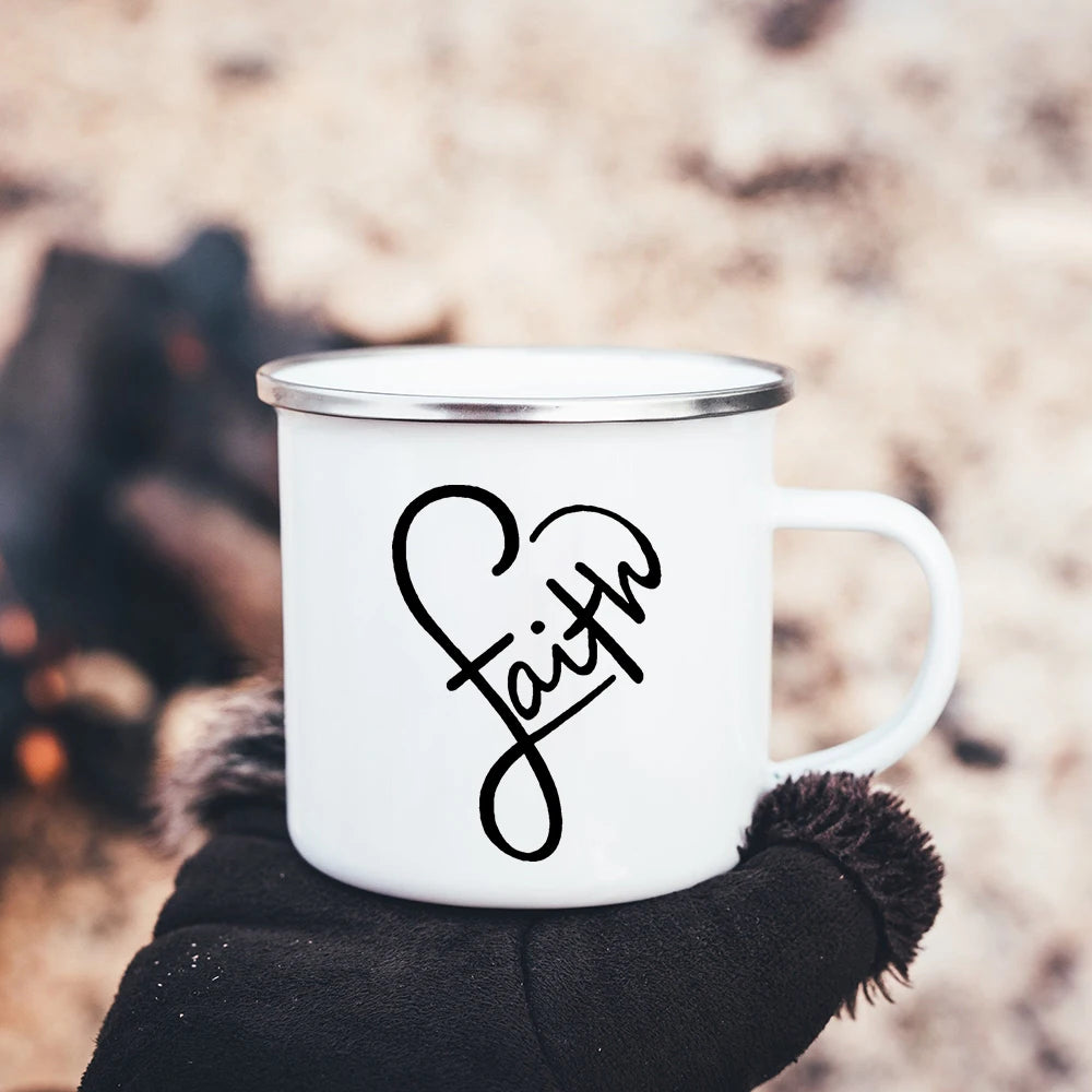 Christian Faith Hope Love Enamel Mug