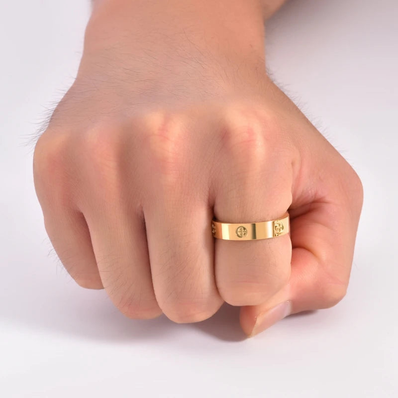 Gold-Plated Cross Couple Ring