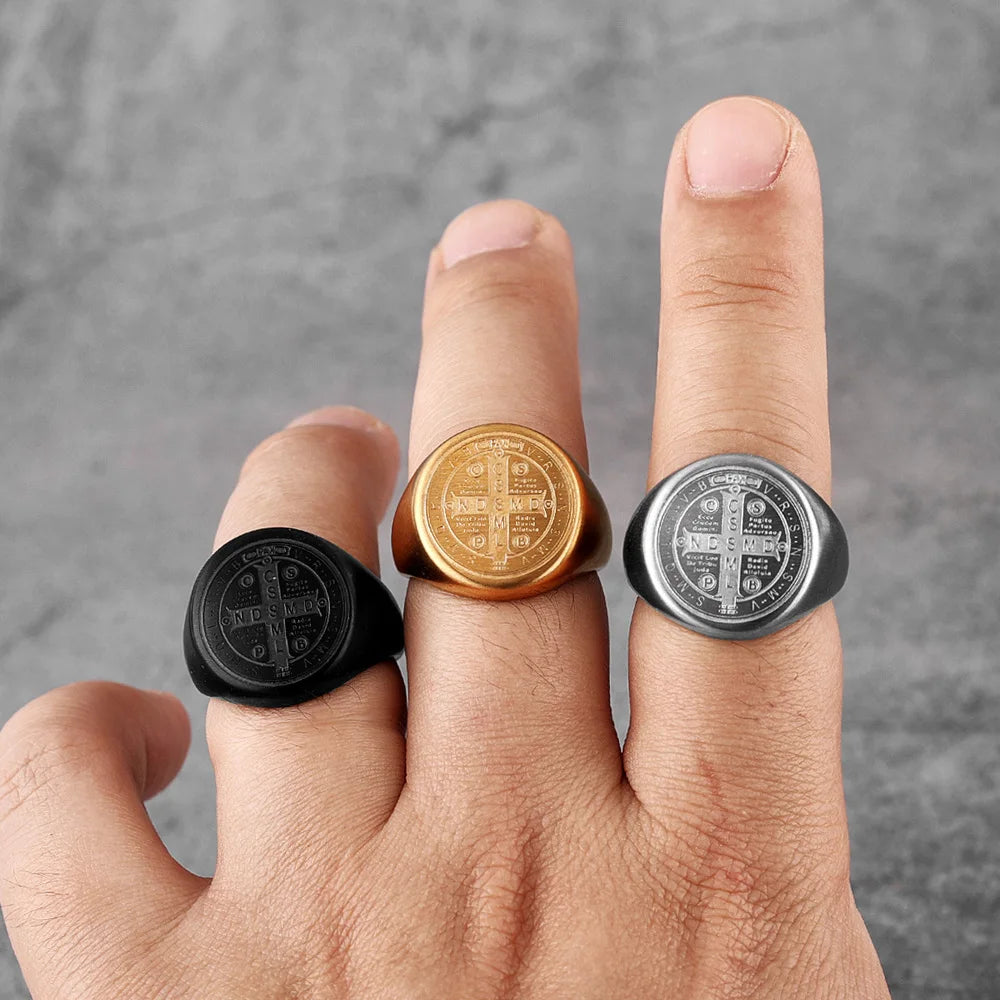 St. Benedict Black Titanium Ring