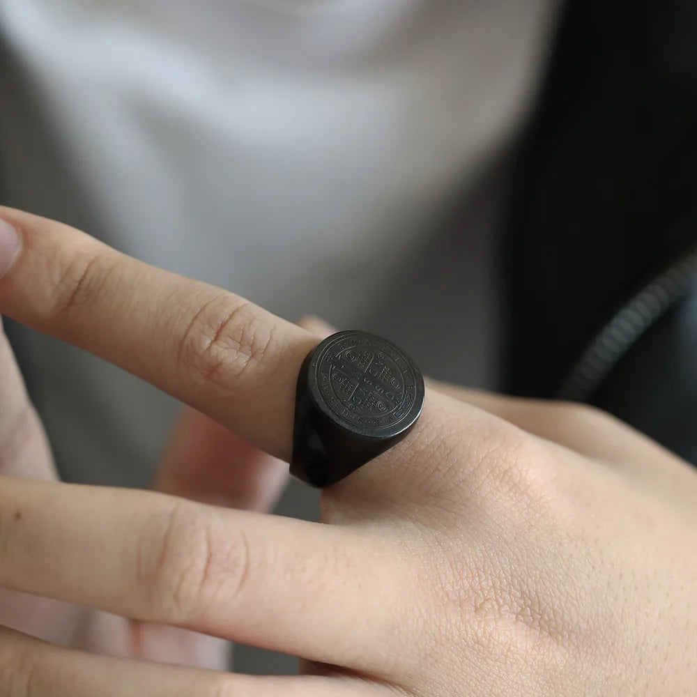St. Benedict Black Titanium Ring