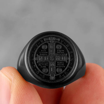 St. Benedict Black Titanium Ring