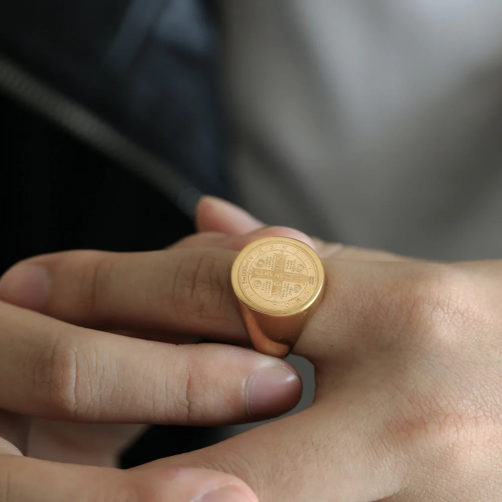 St. Benedict Black Titanium Ring