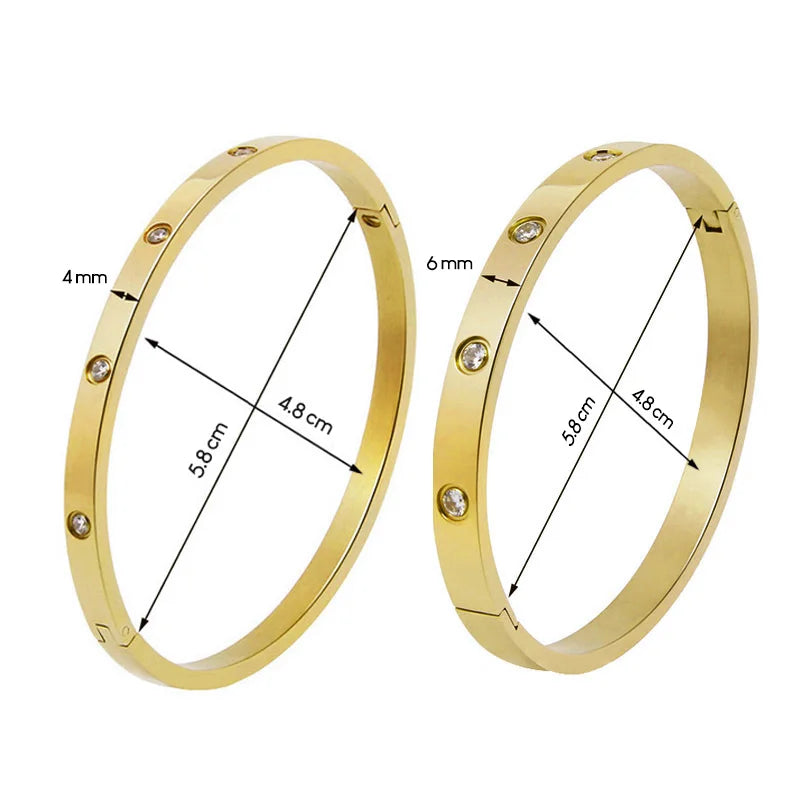 Stainless Steel Rhinestone Bangle Bracelet