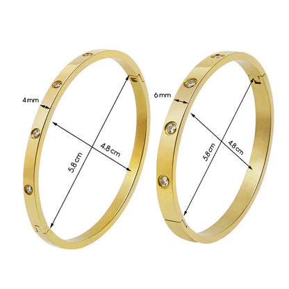 Stainless Steel Rhinestone Bangle Bracelet