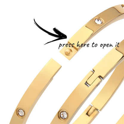 Stainless Steel Rhinestone Bangle Bracelet