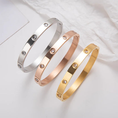 Stainless Steel Rhinestone Bangle Bracelet