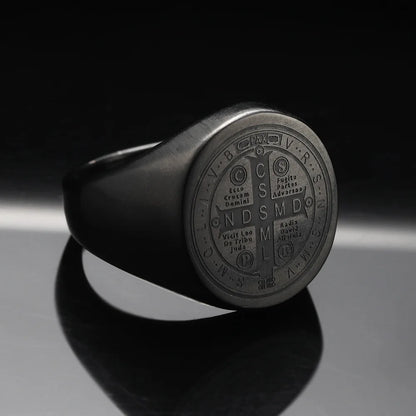 St. Benedict Black Titanium Ring
