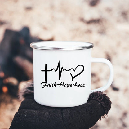 Christian Faith Hope Love Enamel Mug
