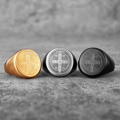 St. Benedict Black Titanium Ring