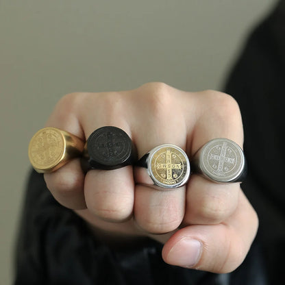 St. Benedict Black Titanium Ring