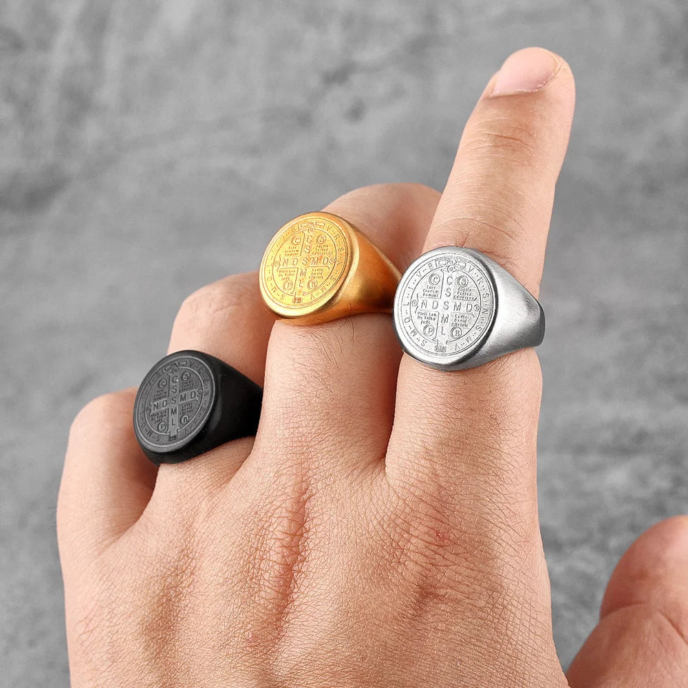 St. Benedict Black Titanium Ring