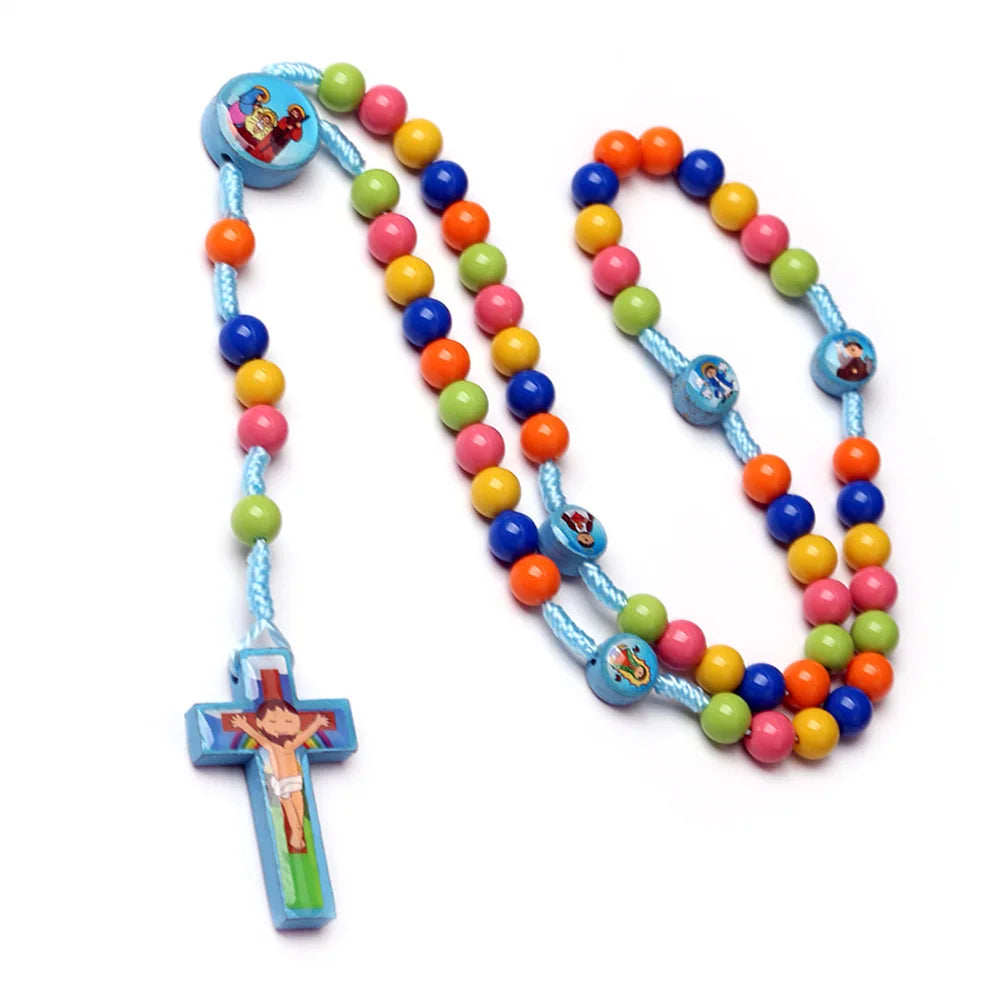 Kids Rosary Handwoven Christian Necklace