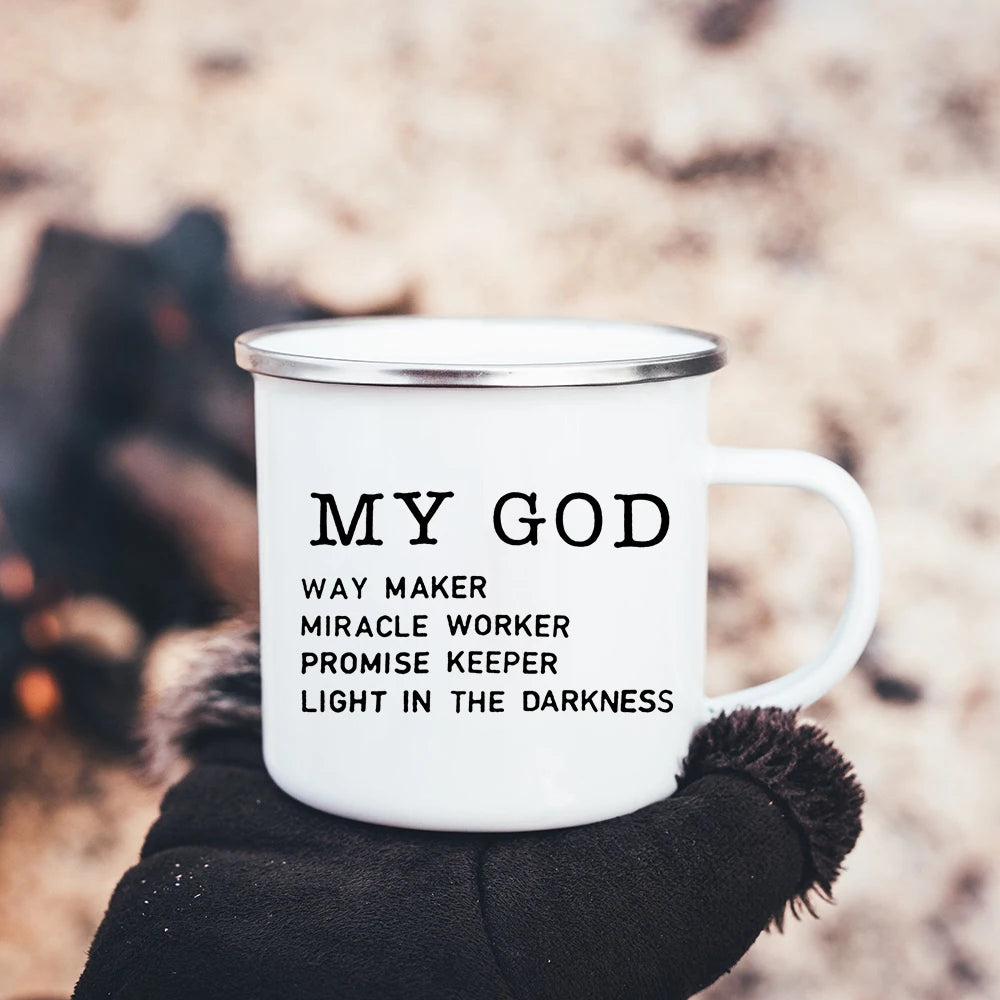 Christian Faith Hope Love Enamel Mug