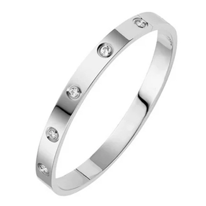 Stainless Steel Rhinestone Bangle Bracelet