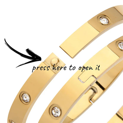 Stainless Steel Rhinestone Bangle Bracelet