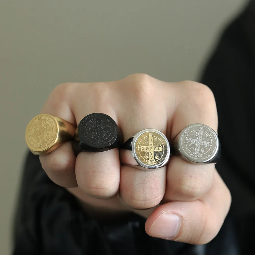 St. Benedict Black Titanium Ring