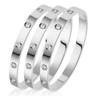 Stainless Steel Rhinestone Bangle Bracelet