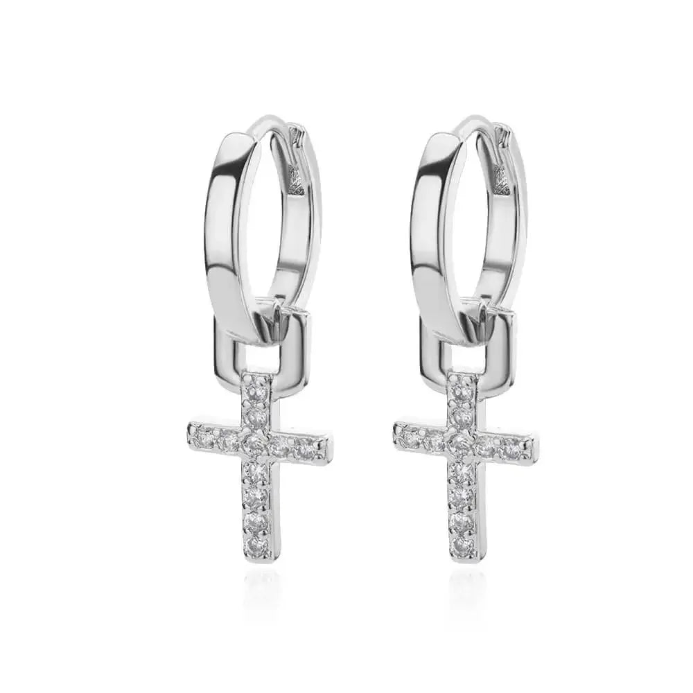 Women’s Zircon Cross Drop Earrings