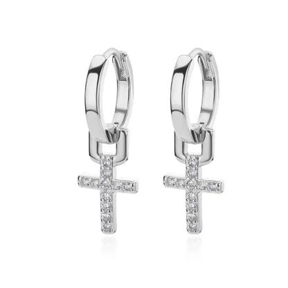 Women’s Zircon Cross Drop Earrings