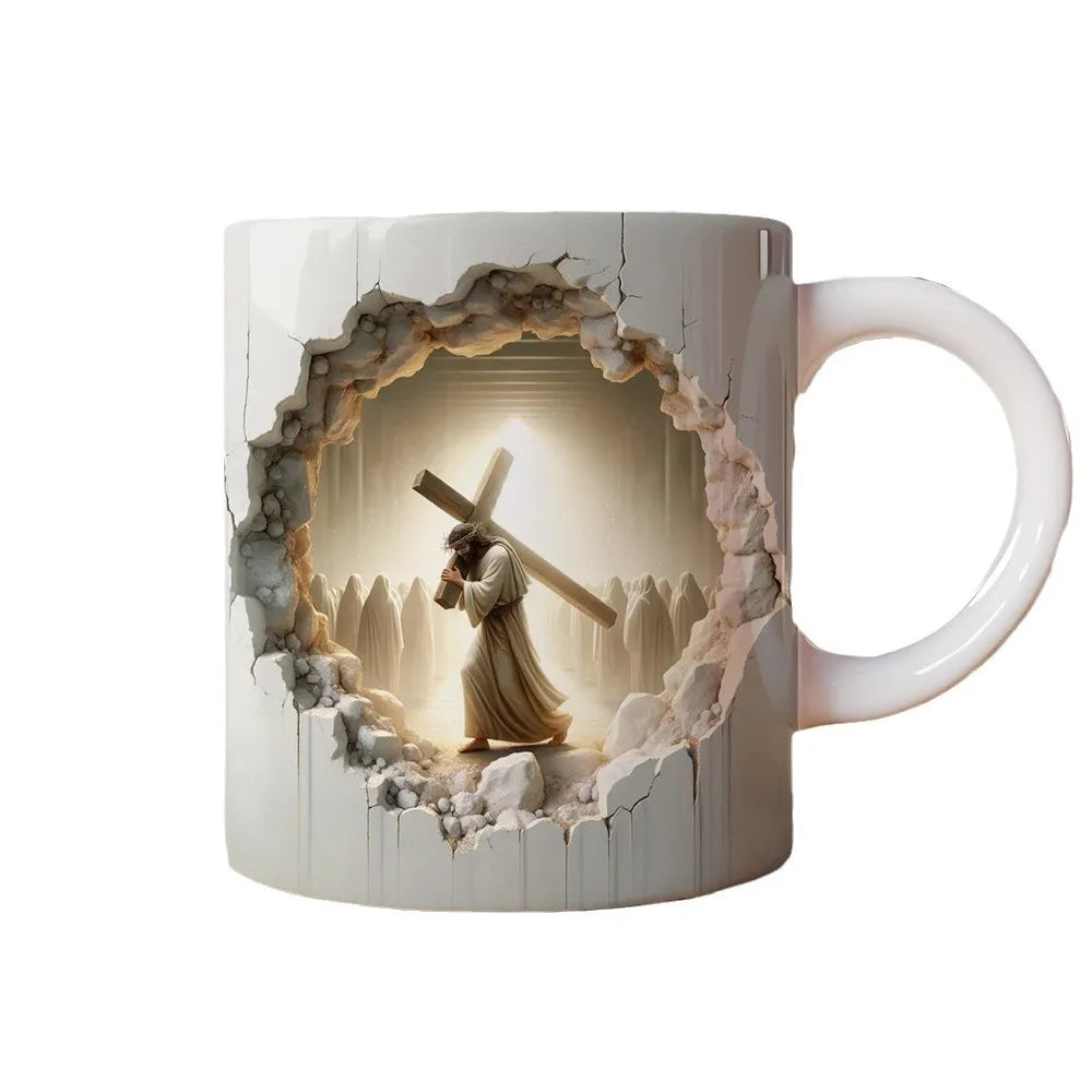 Christian Cross White Ceramic Mug