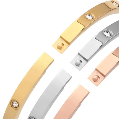 Stainless Steel Rhinestone Bangle Bracelet
