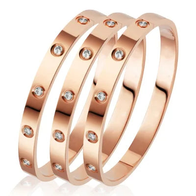 Stainless Steel Rhinestone Bangle Bracelet