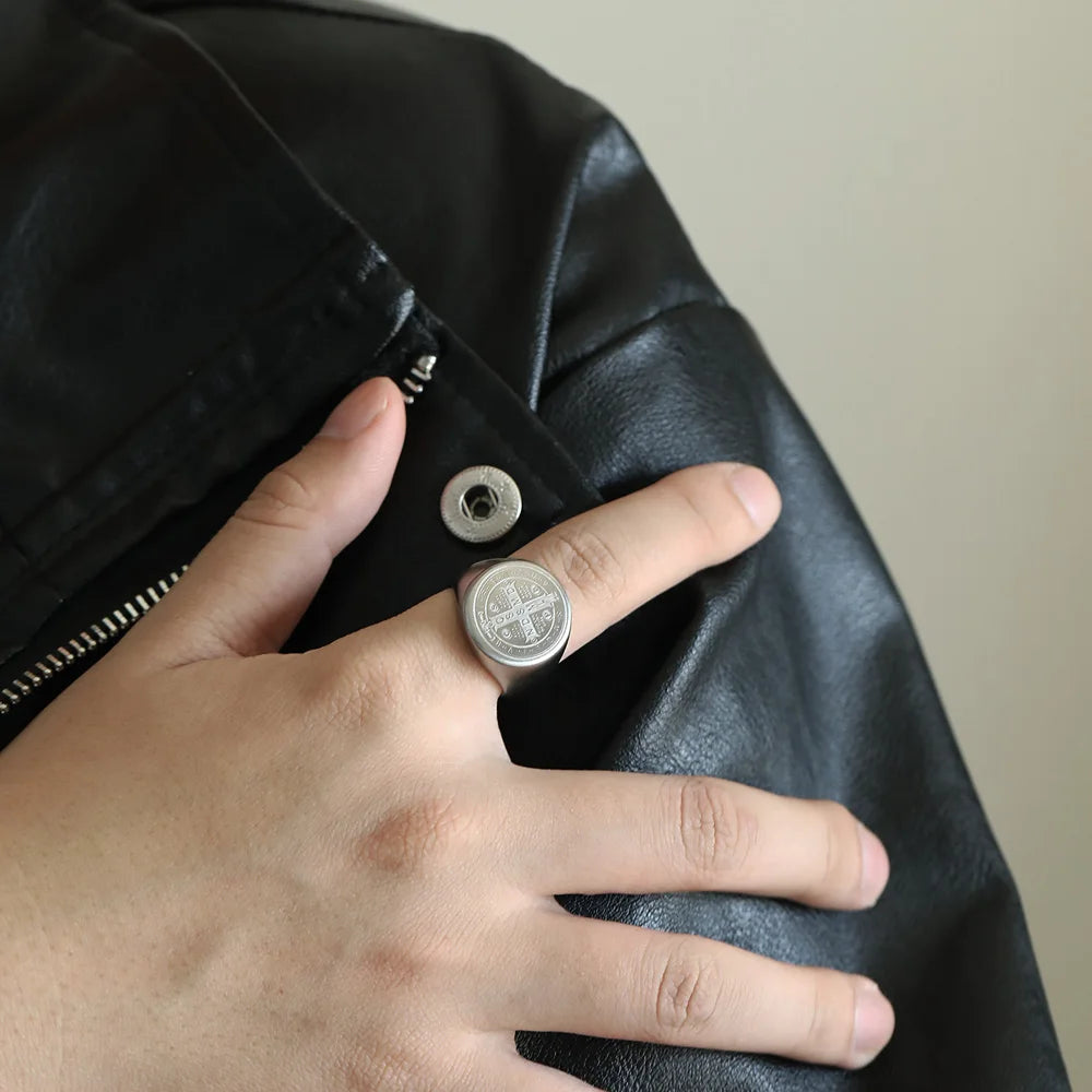 St. Benedict Black Titanium Ring
