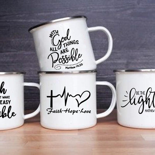 Christian Faith Hope Love Enamel Mug