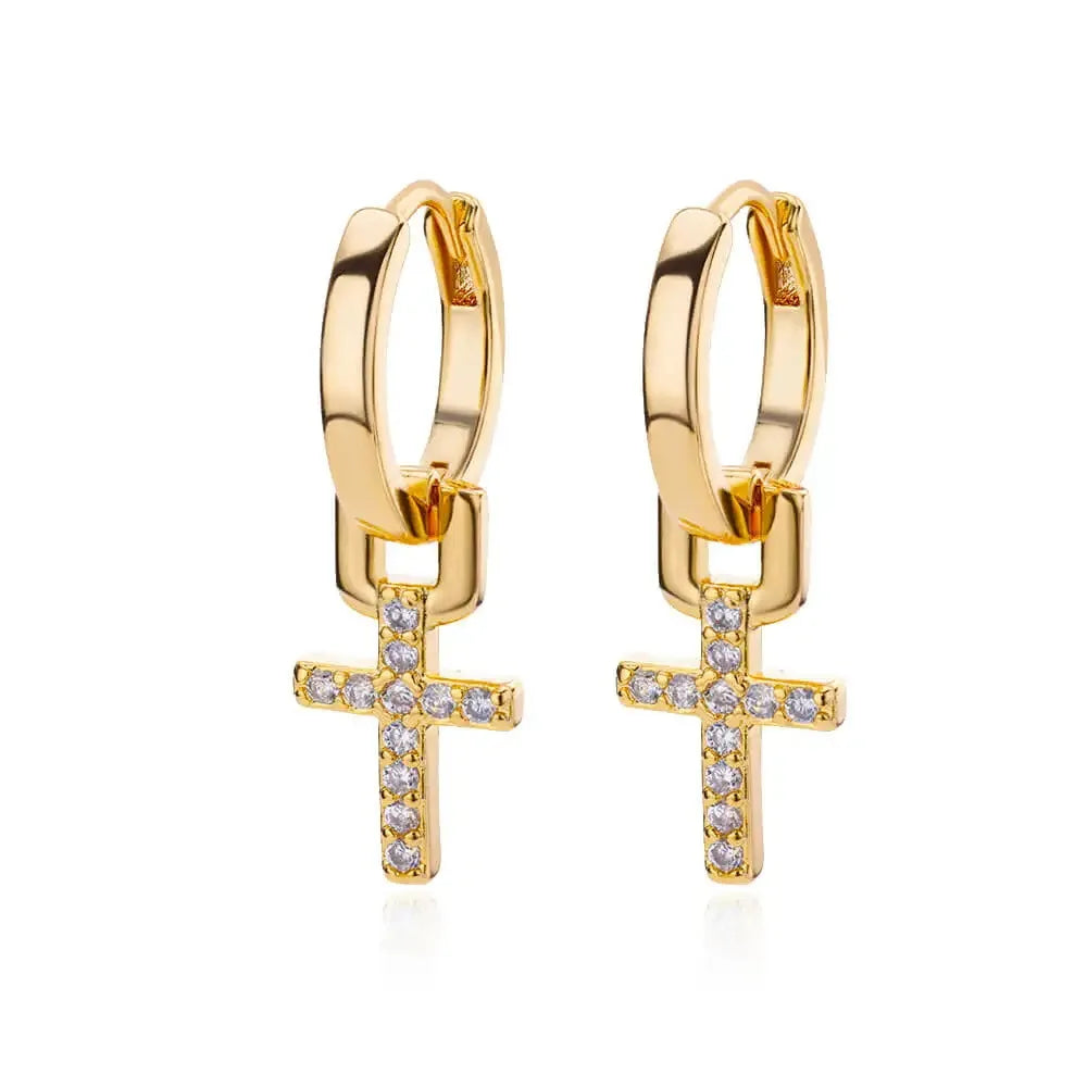 Women’s Zircon Cross Drop Earrings