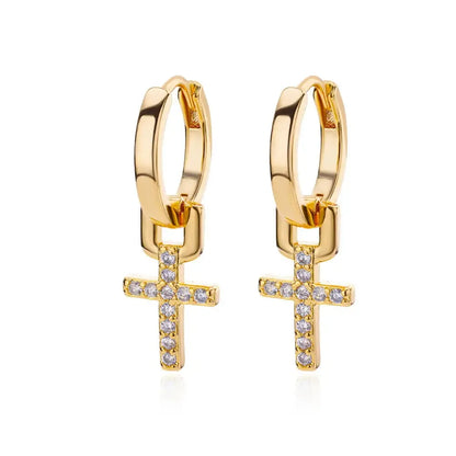 Women’s Zircon Cross Drop Earrings