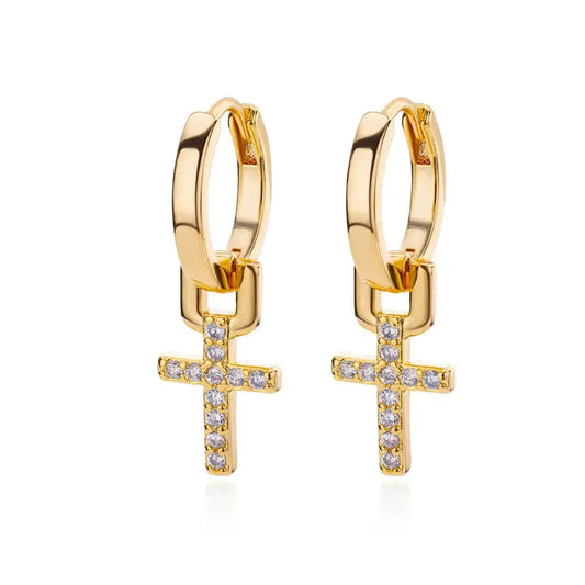 Women’s Zircon Cross Drop Earrings