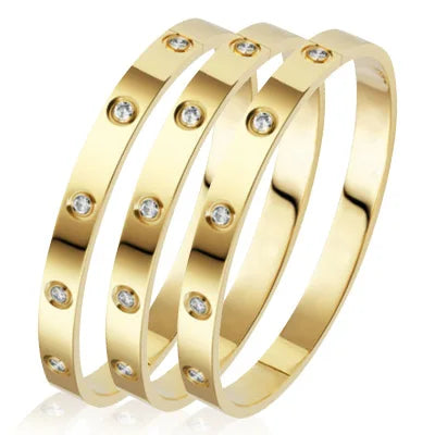 Stainless Steel Rhinestone Bangle Bracelet