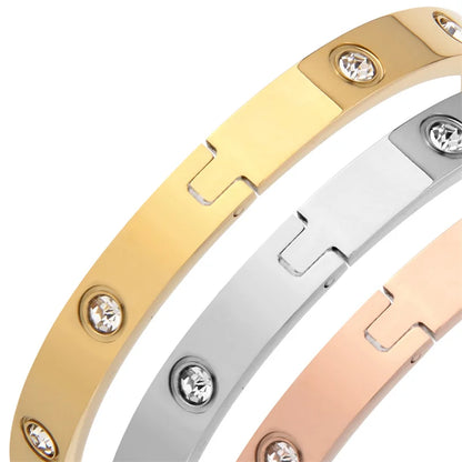 Stainless Steel Rhinestone Bangle Bracelet