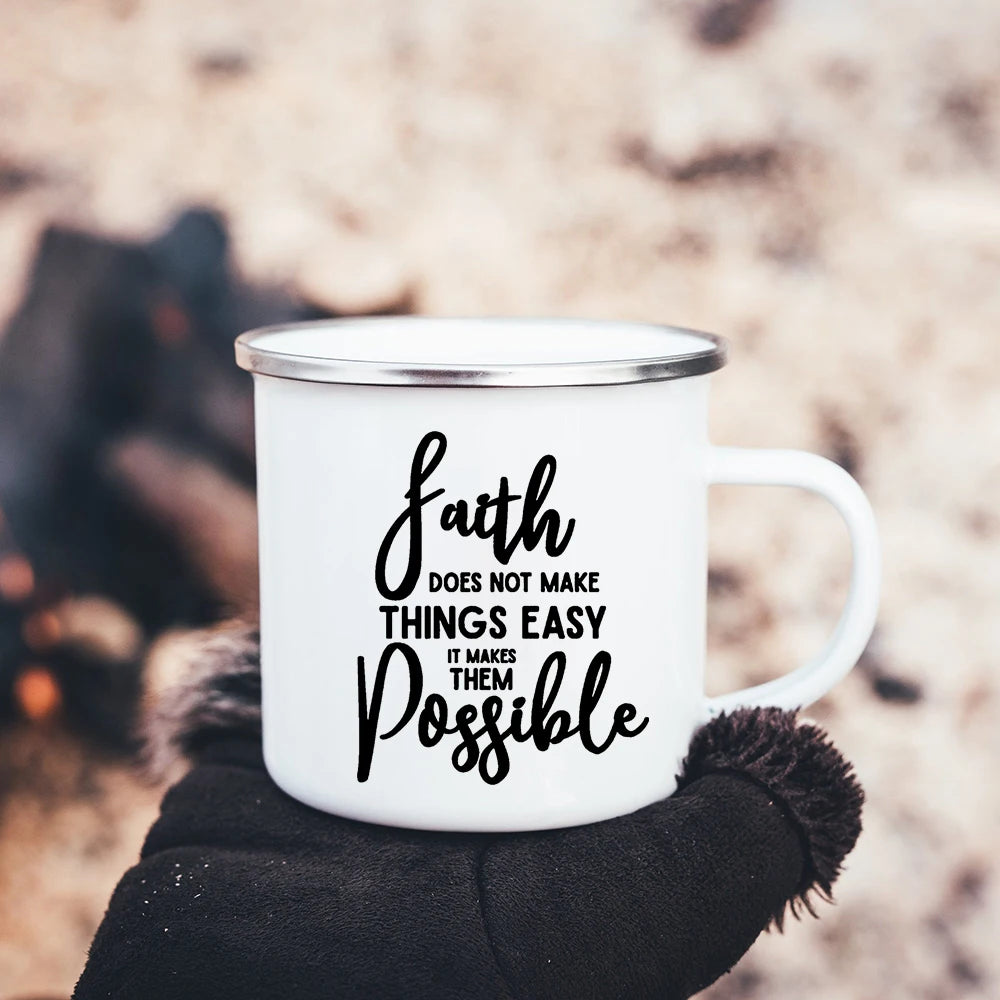 Christian Faith Hope Love Enamel Mug