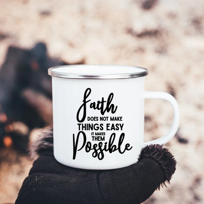 Christian Faith Hope Love Enamel Mug