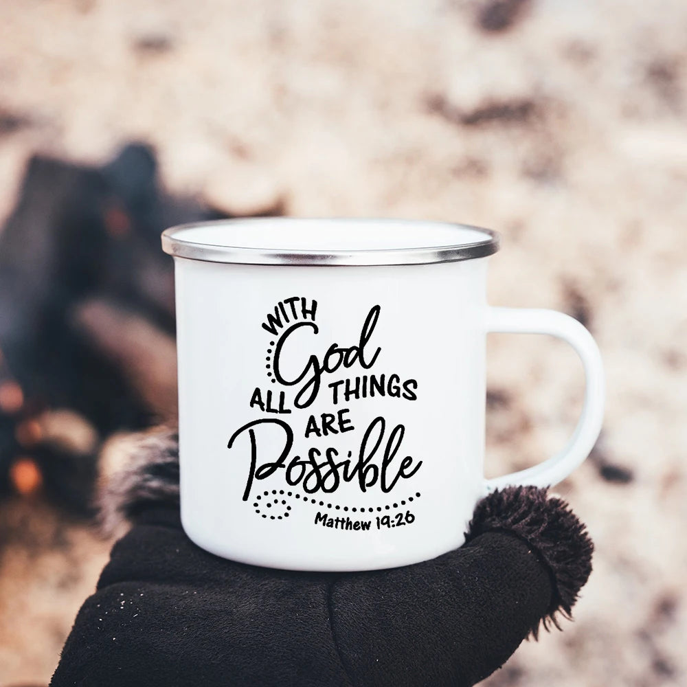 Christian Faith Hope Love Enamel Mug