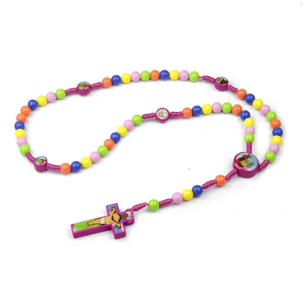 Kids Rosary Handwoven Christian Necklace