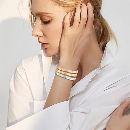 Stainless Steel Rhinestone Bangle Bracelet