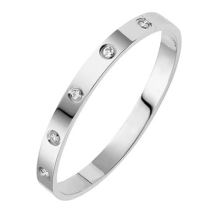 Stainless Steel Rhinestone Bangle Bracelet