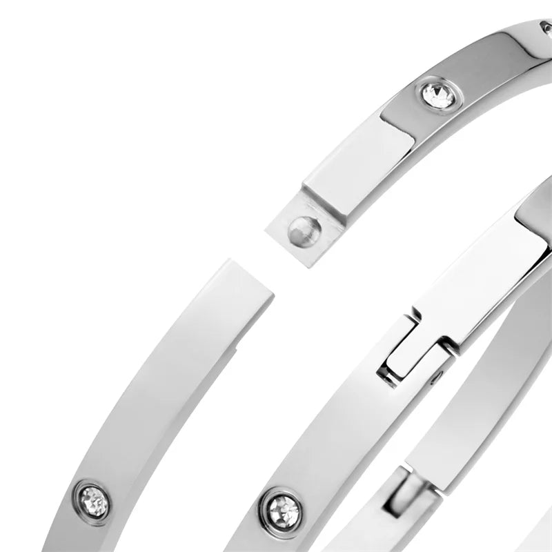 Stainless Steel Rhinestone Bangle Bracelet